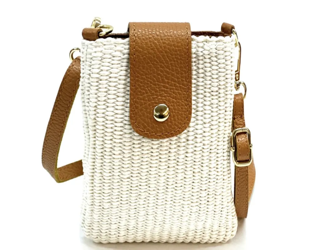 Argelia Raffia and Leather Crossbody Bag*Florence New