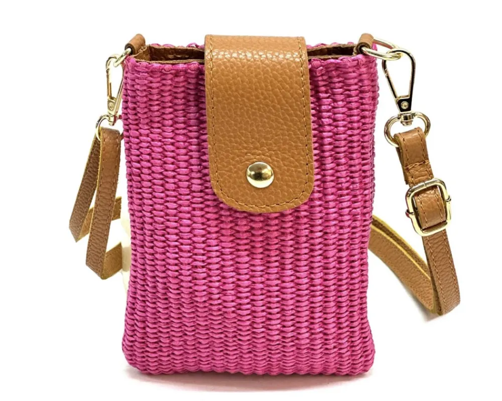 Argelia Raffia and Leather Crossbody Bag*Florence New