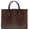Crocetta Elegant Crocodile-Embossed Leather Briefcase*Florence Best