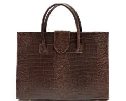 Crocetta Elegant Crocodile-Embossed Leather Briefcase*Florence Best