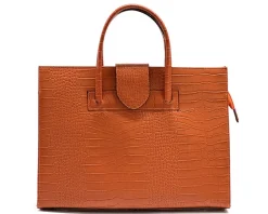 Crocetta Elegant Crocodile-Embossed Leather Briefcase*Florence Best