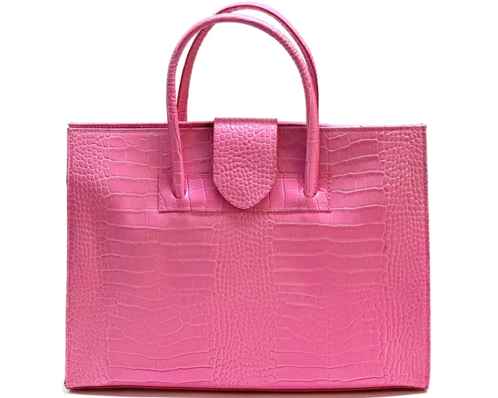 Crocetta Elegant Crocodile-Embossed Leather Briefcase*Florence Best