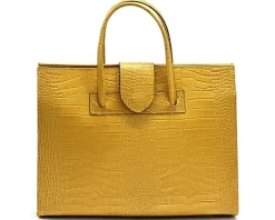Crocetta Elegant Crocodile-Embossed Leather Briefcase*Florence Best