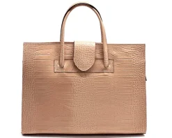 Crocetta Elegant Crocodile-Embossed Leather Briefcase*Florence Best