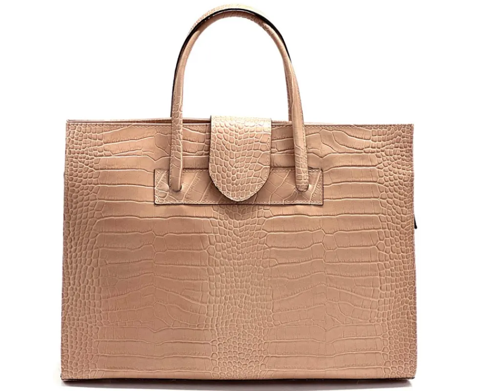 Crocetta Elegant Crocodile-Embossed Leather Briefcase*Florence Best