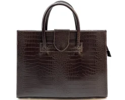 Crocetta Elegant Crocodile-Embossed Leather Briefcase*Florence Best