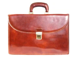 Genuine leather briefcase with three compartments*Florence Best