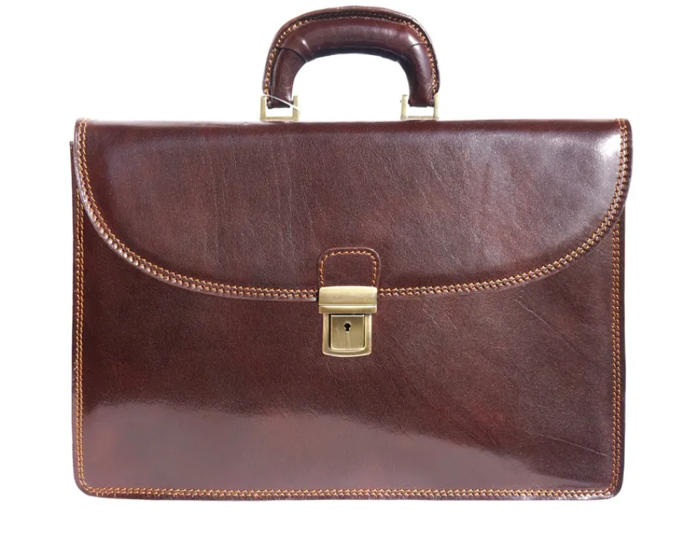 Genuine leather briefcase with three compartments*Florence Best