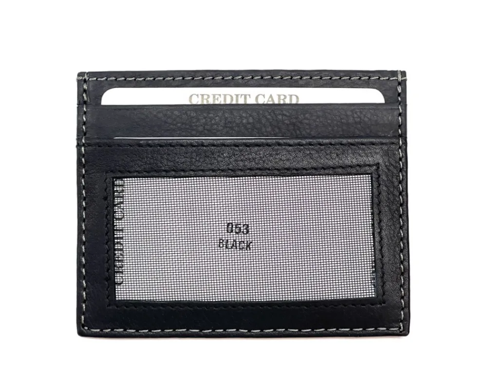 Genuine Leather Credit Card Holder with Transparent Window*Florence Clearance