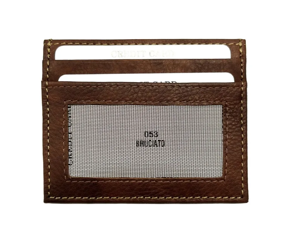 Genuine Leather Credit Card Holder with Transparent Window*Florence Clearance