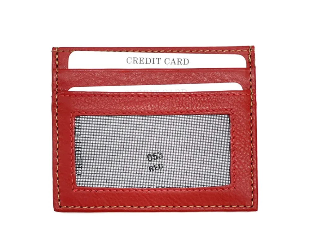 Genuine Leather Credit Card Holder with Transparent Window*Florence Clearance