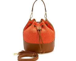 Ischia Bucket Bag in Rafia and Italian Leather*Florence Sale