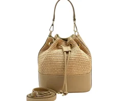 Ischia Bucket Bag in Rafia and Italian Leather*Florence Sale
