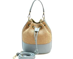 Ischia Bucket Bag in Rafia and Italian Leather*Florence Sale