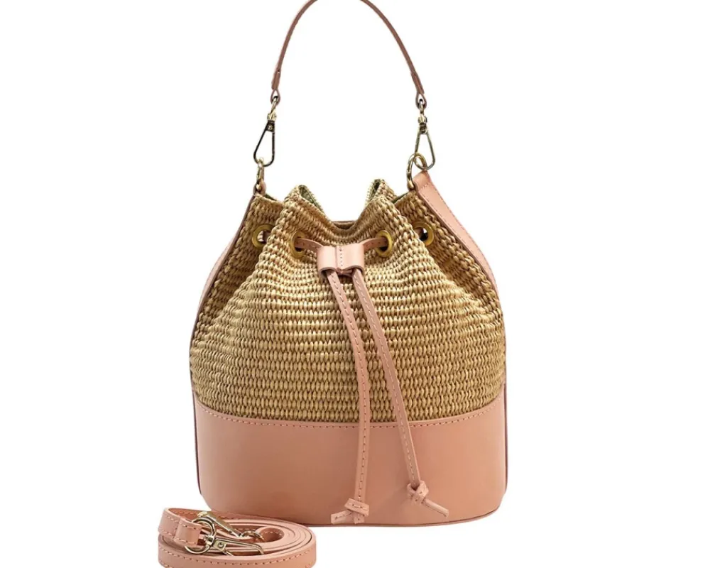 Ischia Bucket Bag in Rafia and Italian Leather*Florence Sale