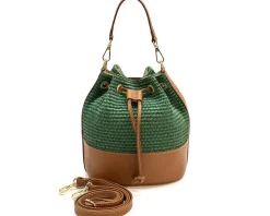 Ischia Bucket Bag in Rafia and Italian Leather*Florence Sale