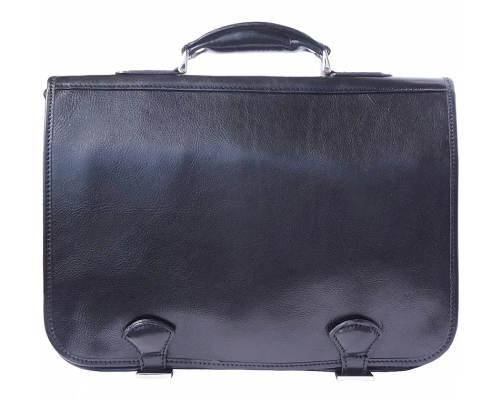 Leather briefcase in two compartments with double pockets on the front*Florence Clearance