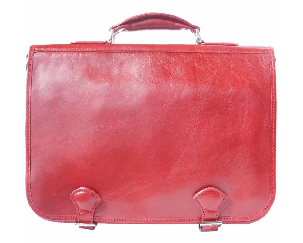 Leather briefcase in two compartments with double pockets on the front*Florence Clearance