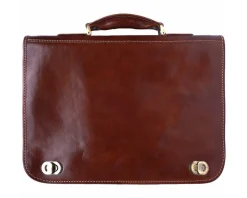 Leather briefcase with two compartments*Florence Fashion
