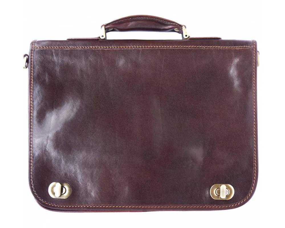 Leather briefcase with two compartments*Florence Fashion