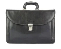 Leather Business Briefcase Beniamino with front pocket*Florence Outlet