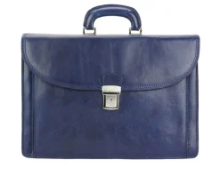 Leather Business Briefcase Beniamino with front pocket*Florence Outlet