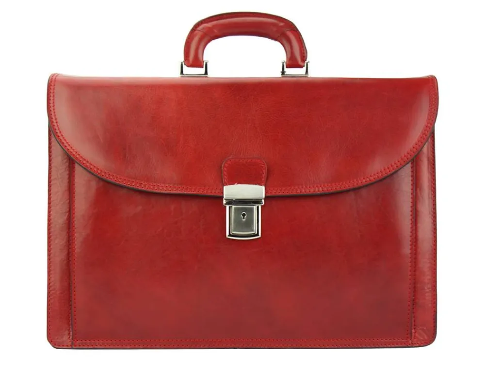 Leather Business Briefcase Beniamino with front pocket*Florence Outlet