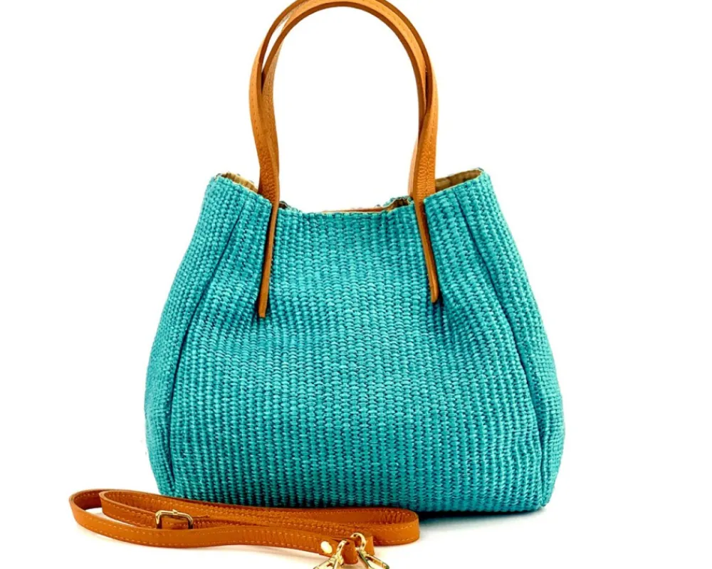 Ludmilla Handmade Raffia and Leather Bag*Florence Online