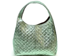 Regina Italian Handmade Quilted Leather Hobo Bag*Florence Fashion