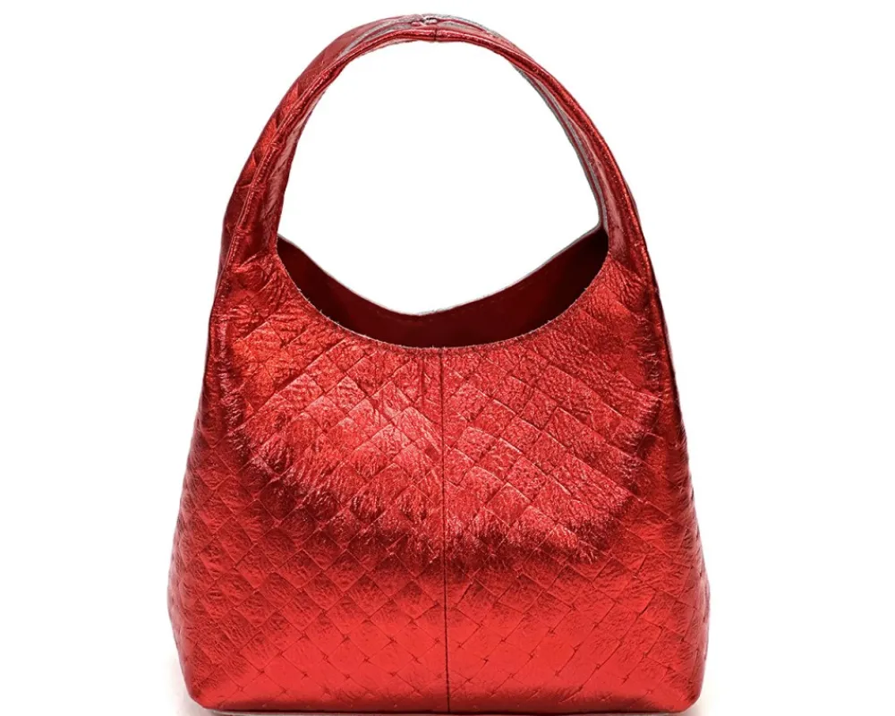 Regina Italian Handmade Quilted Leather Hobo Bag*Florence Fashion