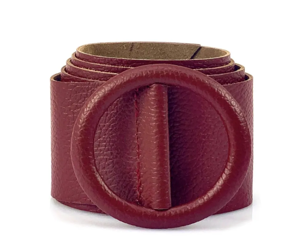 Rings of Elegance Genuine Leather Belt with Decorative Ring*Florence Hot
