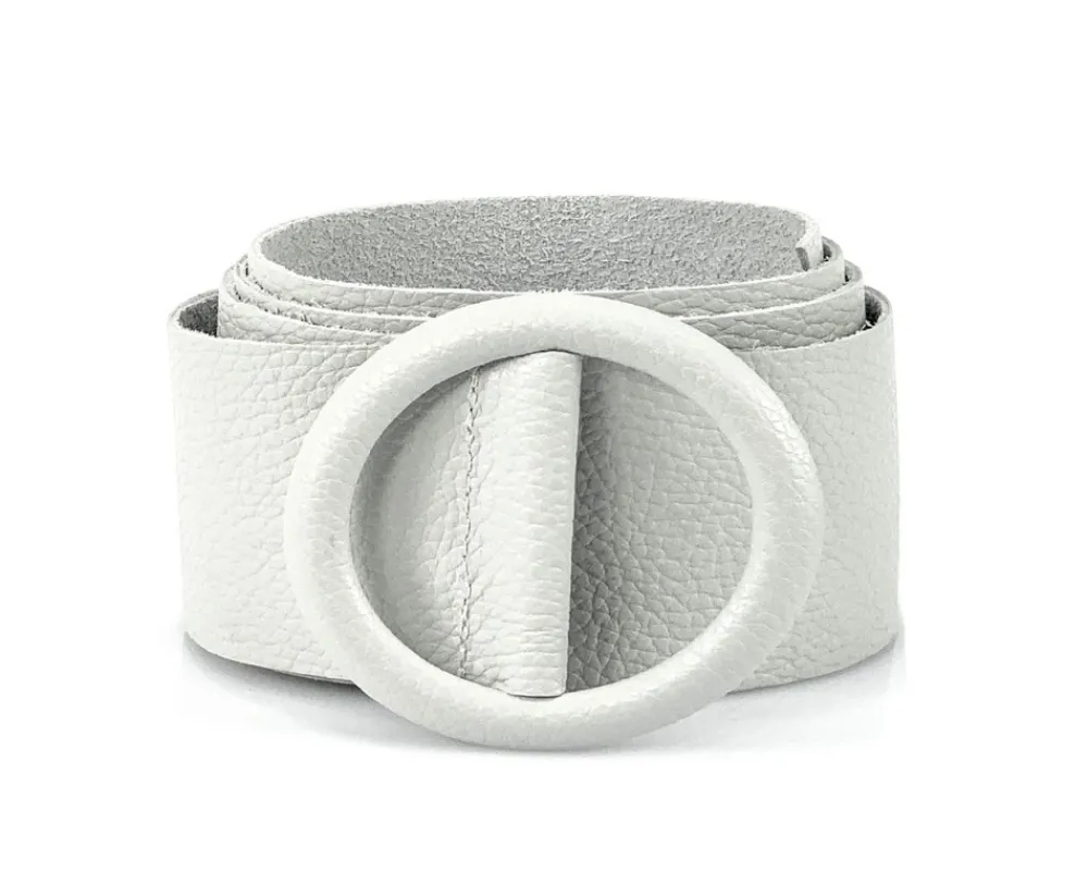 Rings of Elegance Genuine Leather Belt with Decorative Ring*Florence Hot