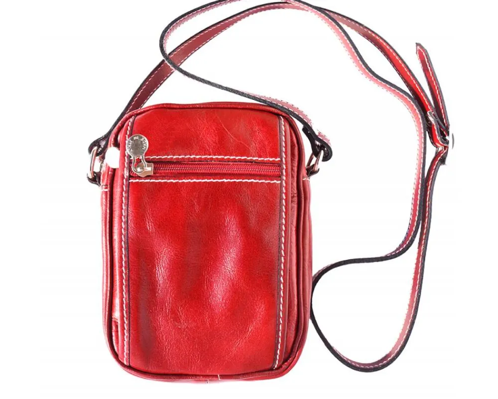 Small travel bag with shoulder strap in genuine cow leather*Florence Sale